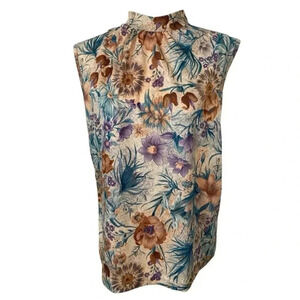 Vintage 1970s Random Womens Mock Neck Sleeveless Top